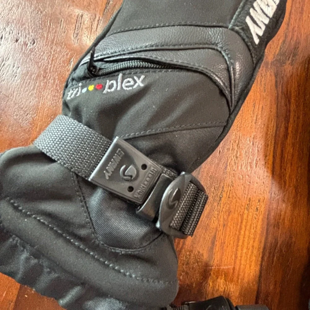 Swany Youth Tri-Plex Black Leather‎ Palm Ski Snowboard Mittens SX-81J Size S 5-6